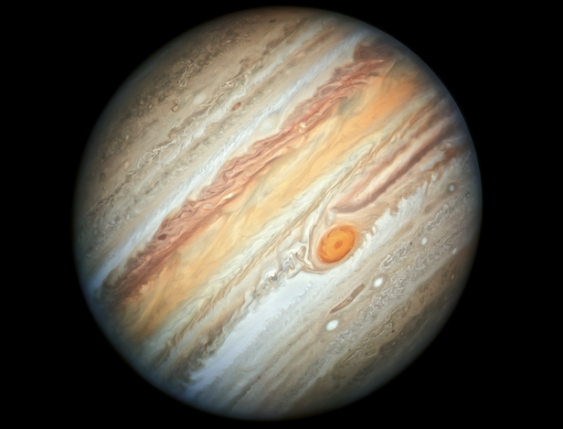 [天文在线]点赞！哈勃太空望远镜又拍到木星高清图片了，这次大红斑清晰可见