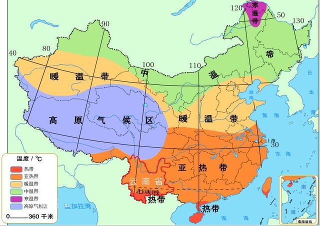 中国热量带分布图