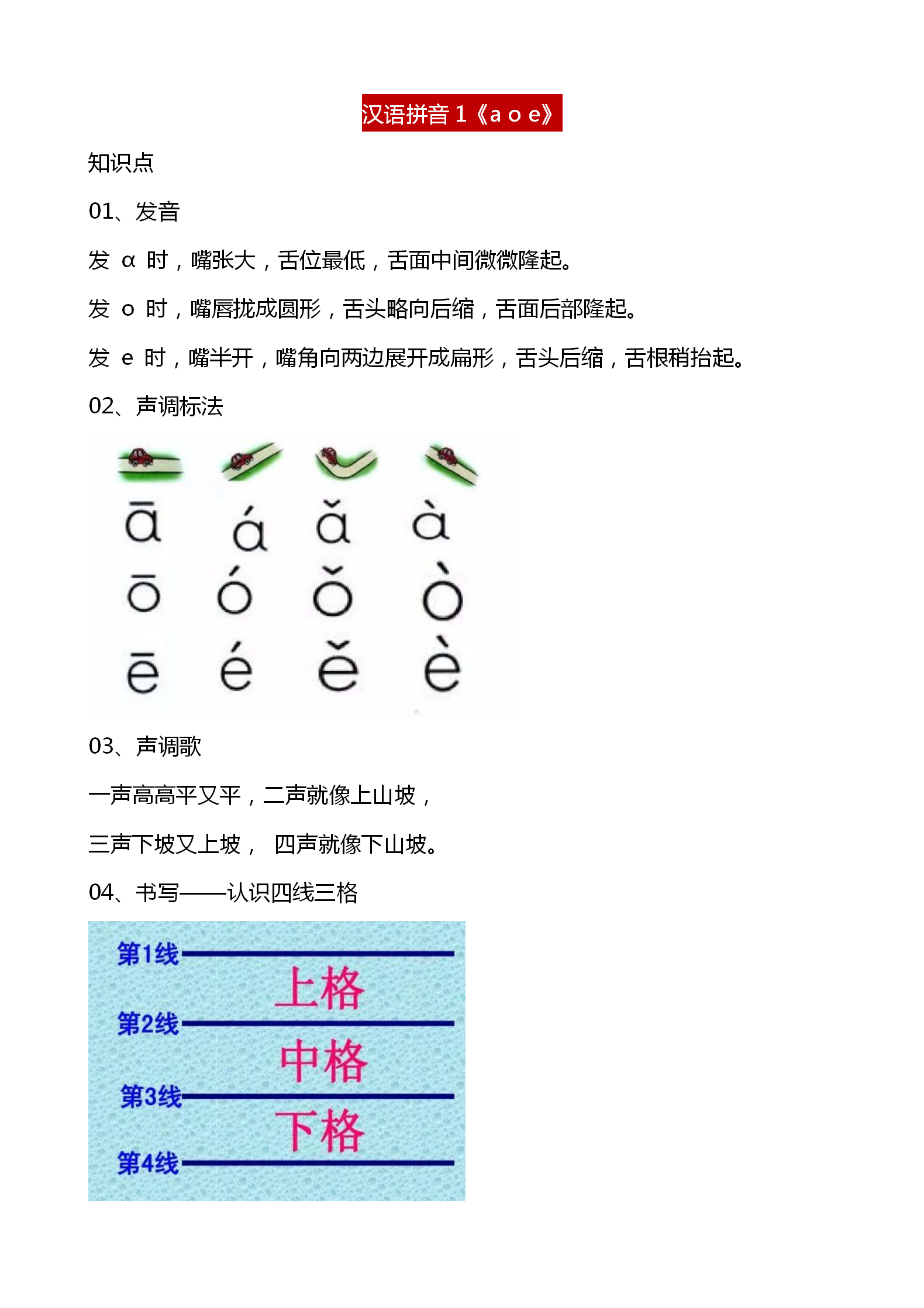 「专注学习资料分享」部编版一年级上册，语文汉语拼音1-13课知识详解，学习重点，收藏
