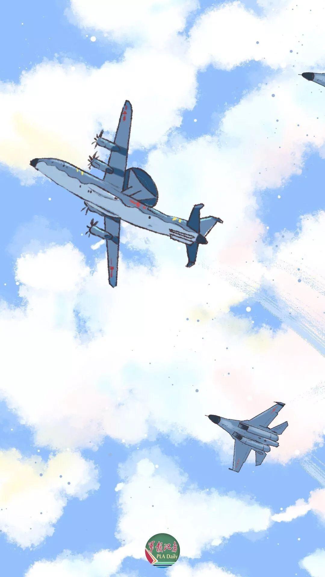 经济日报@收藏！纯手绘受阅空中梯队漫画！