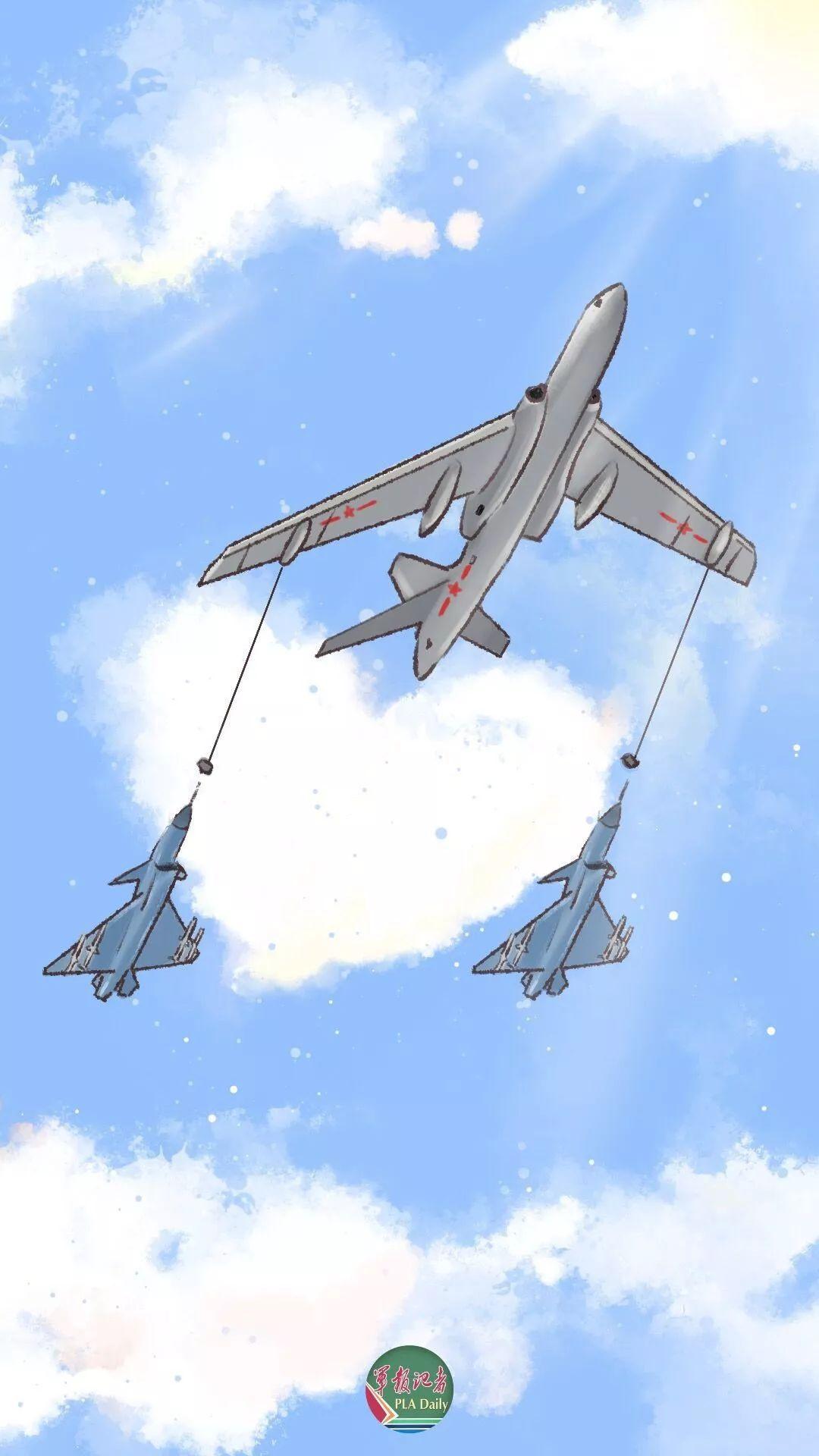 经济日报@收藏！纯手绘受阅空中梯队漫画！