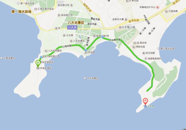 青岛八大关步行路线图图片