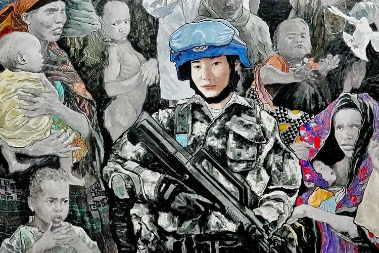 「汉口光达」画大爱无疆 赞世界和平 军旅画家马国旗一幅国画述说无疆大爱