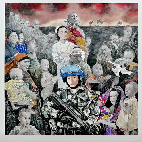 「汉口光达」画大爱无疆 赞世界和平 军旅画家马国旗一幅国画述说无疆大爱