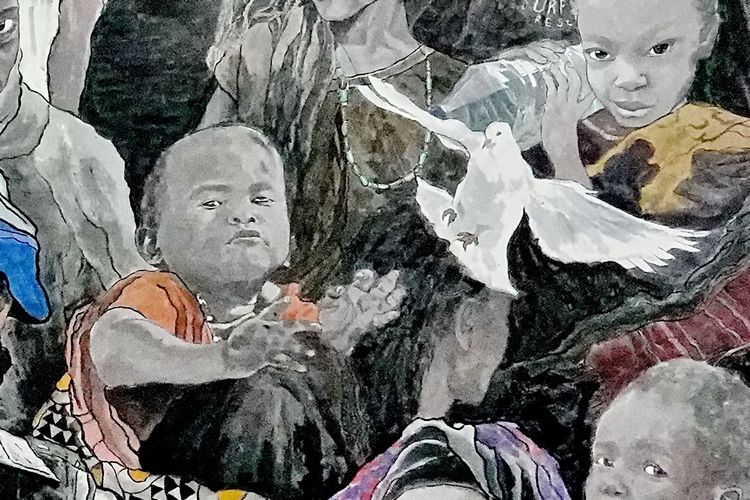 「汉口光达」画大爱无疆 赞世界和平 军旅画家马国旗一幅国画述说无疆大爱