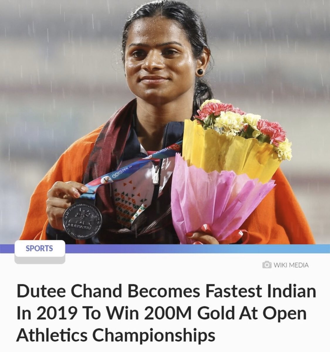 23秒17女飞人杜蒂夺得印度田径赛200米冠军曾击败过中国韦永丽