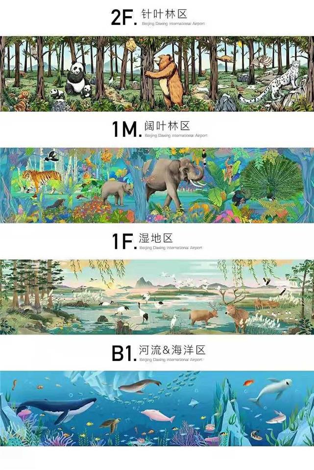 #经济日报#珍稀野生保护动物形象“入驻”大兴机场