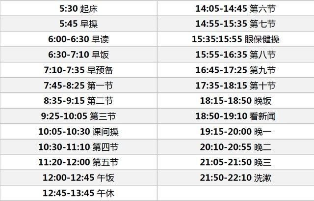 (衡水中学作息时间表)