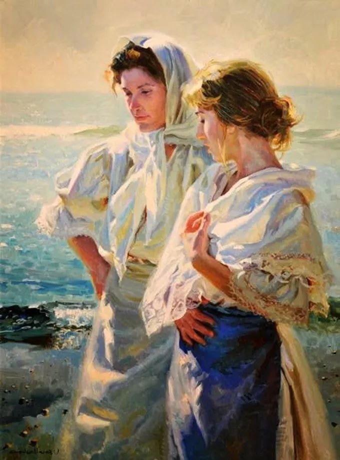 展现了十九世纪欧洲乡村特有的风土和人物他的油画人物画色调柔美而