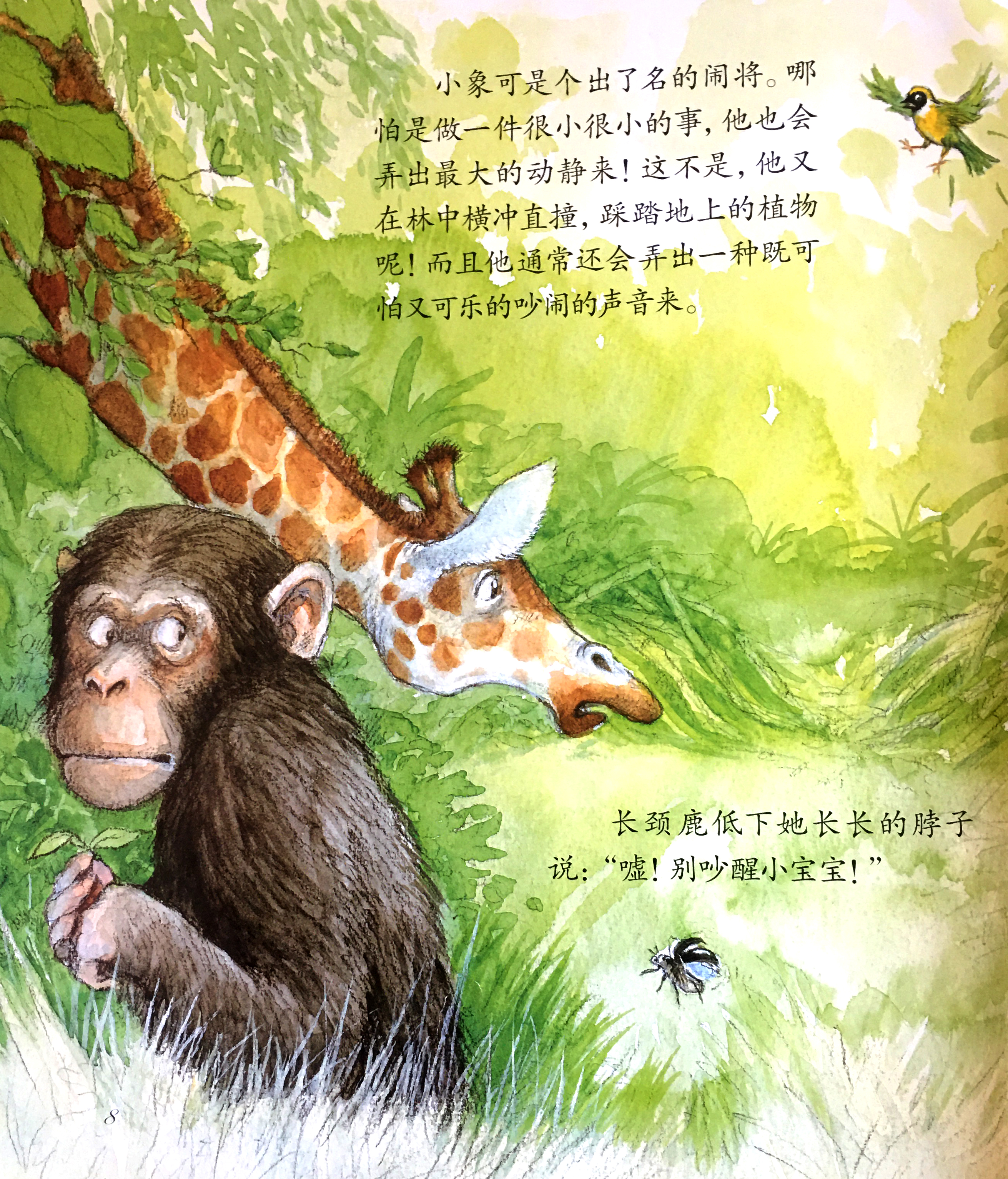 儿童插画丛林里的动物充满童趣和爱的插画为每一张点赞