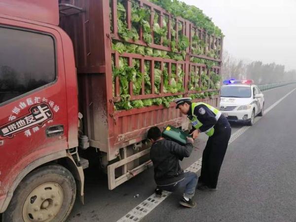 [河南都市频道]运白菜车没油抛锚司机急哭，别怕！交警帮你