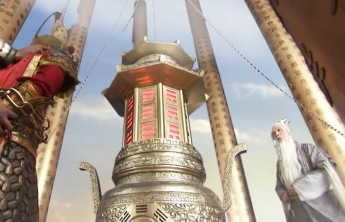 太上老君准备将孙悟空推进八卦炉