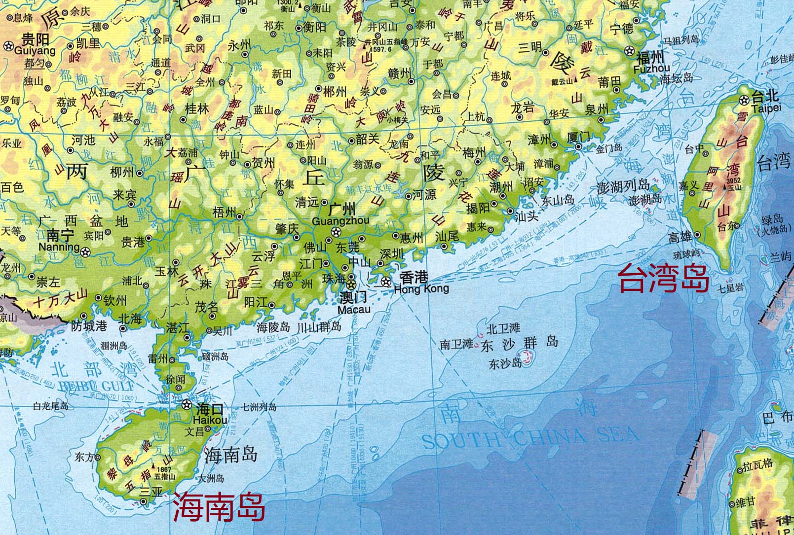 一般来说,大陆岛的面积都较大,在地势方面多是中部高四周低,岛屿中部