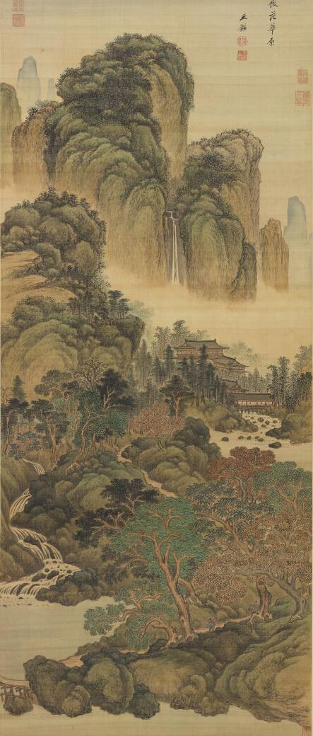 《九峰读书图轴》纸本,水墨,142*57.5cm,故宫博物院藏.