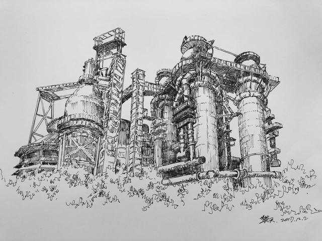 类别:钢笔写生作者:樊天作品:首钢·大炼炉类别:工笔花鸟临摹作者:姜