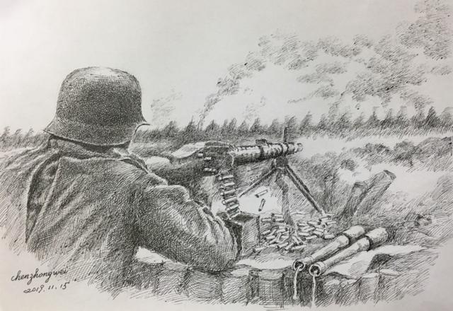 二战战场素描图片