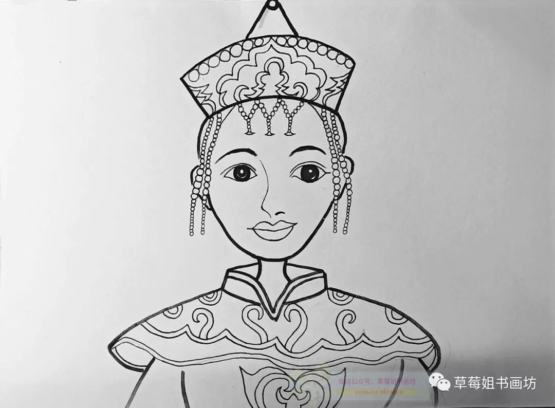 蒙古族的简笔画 女子图片