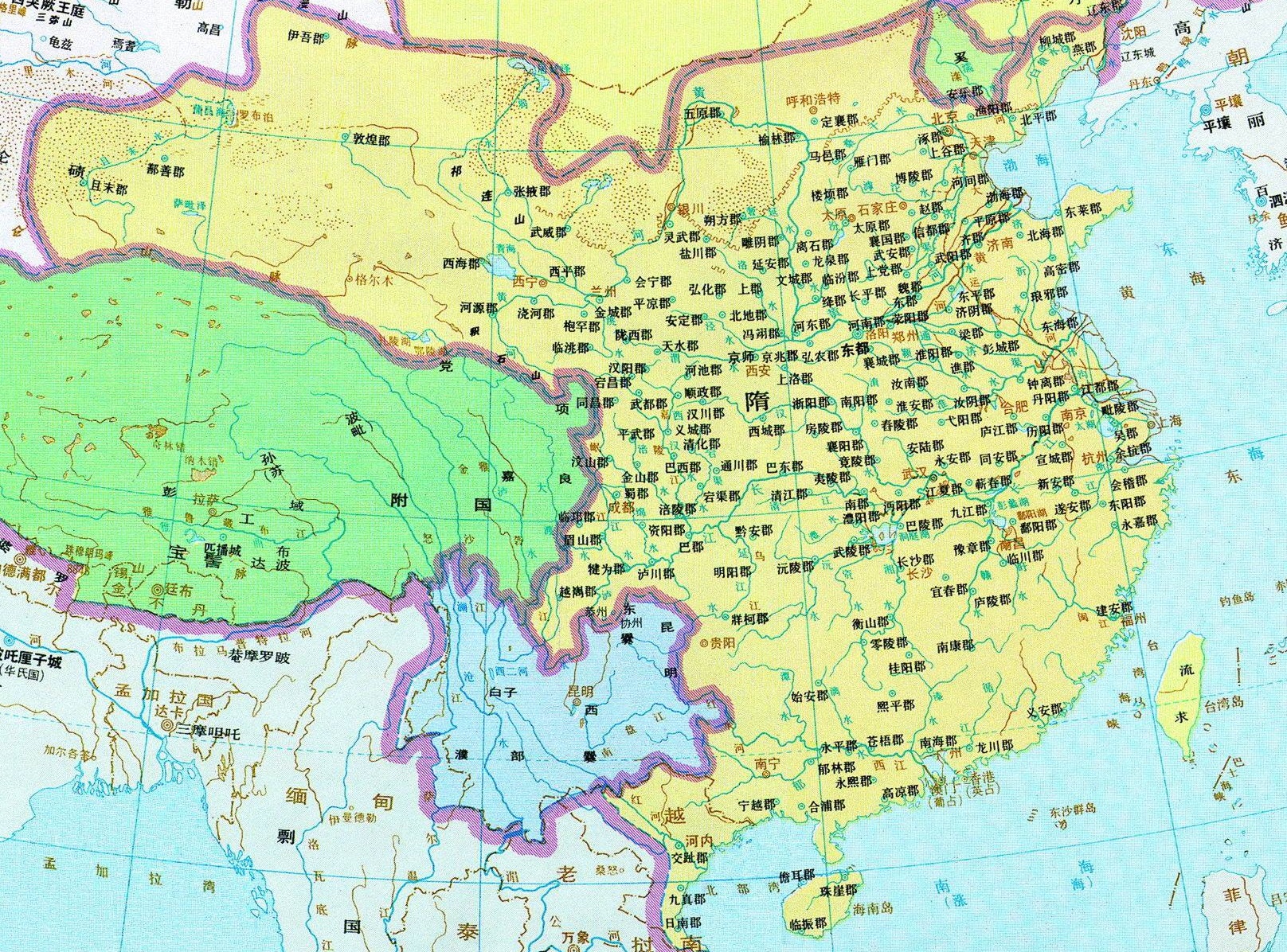 隋代地图(公元612年)