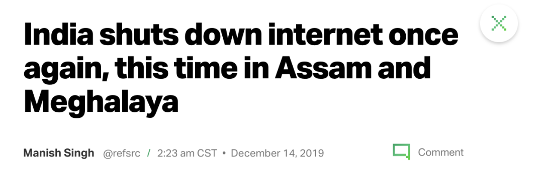 「环球时报」印度出手关闭互联网