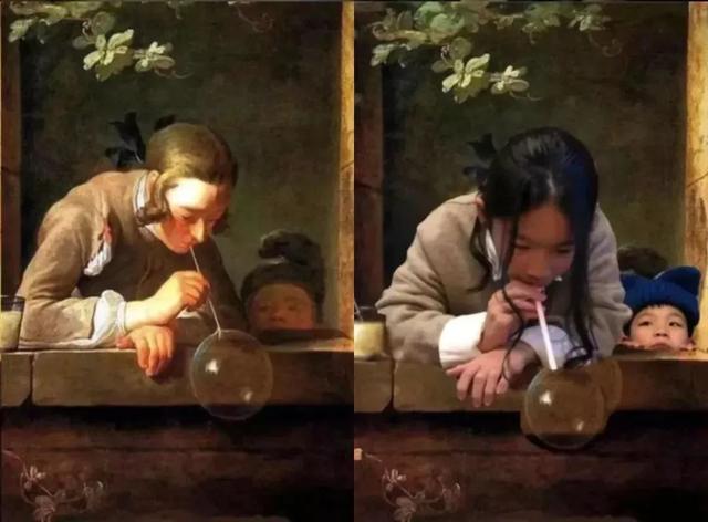 半岛晨报@这群小学生火了，对着名画开始模仿秀，网友笑抽：“太有才了！”