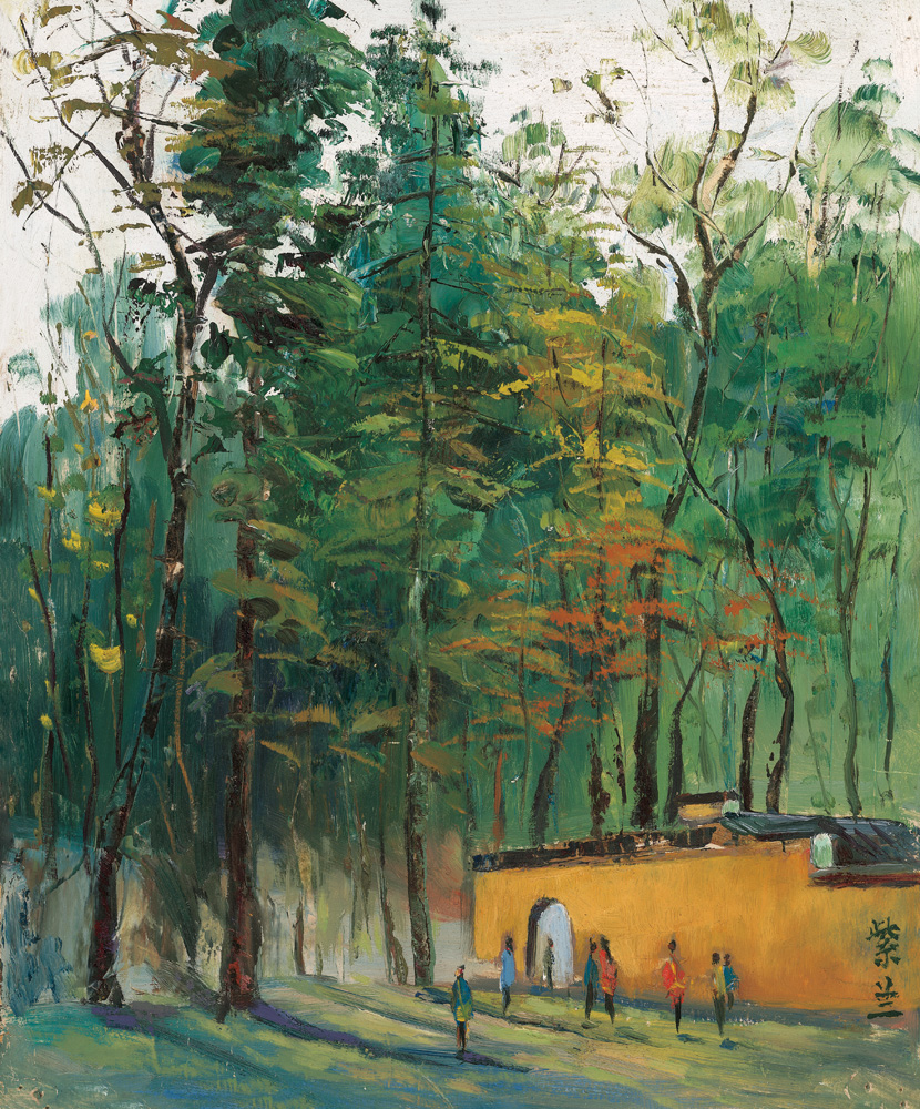 关紫兰 1930年代作 菊花 布面 油画裱于 她将西方野兽派色彩的狂放与