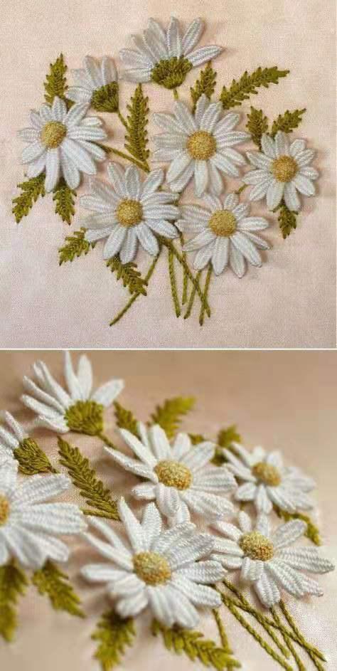 用铜丝加上绣线制作的立体刺绣效果真好看