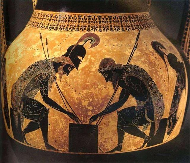 古希腊瓶画《阿喀琉斯和埃阿斯掷骰子》