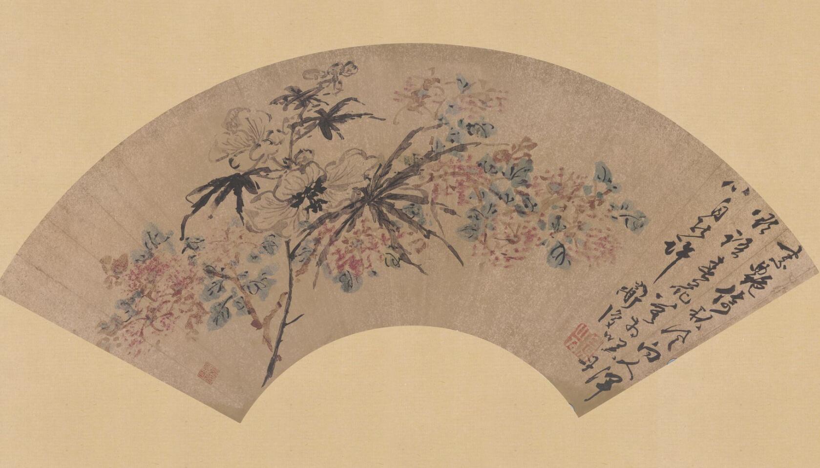 一花半叶,淡墨欹毫,自有疏斜历乱之致,与徐渭并称白阳,青藤