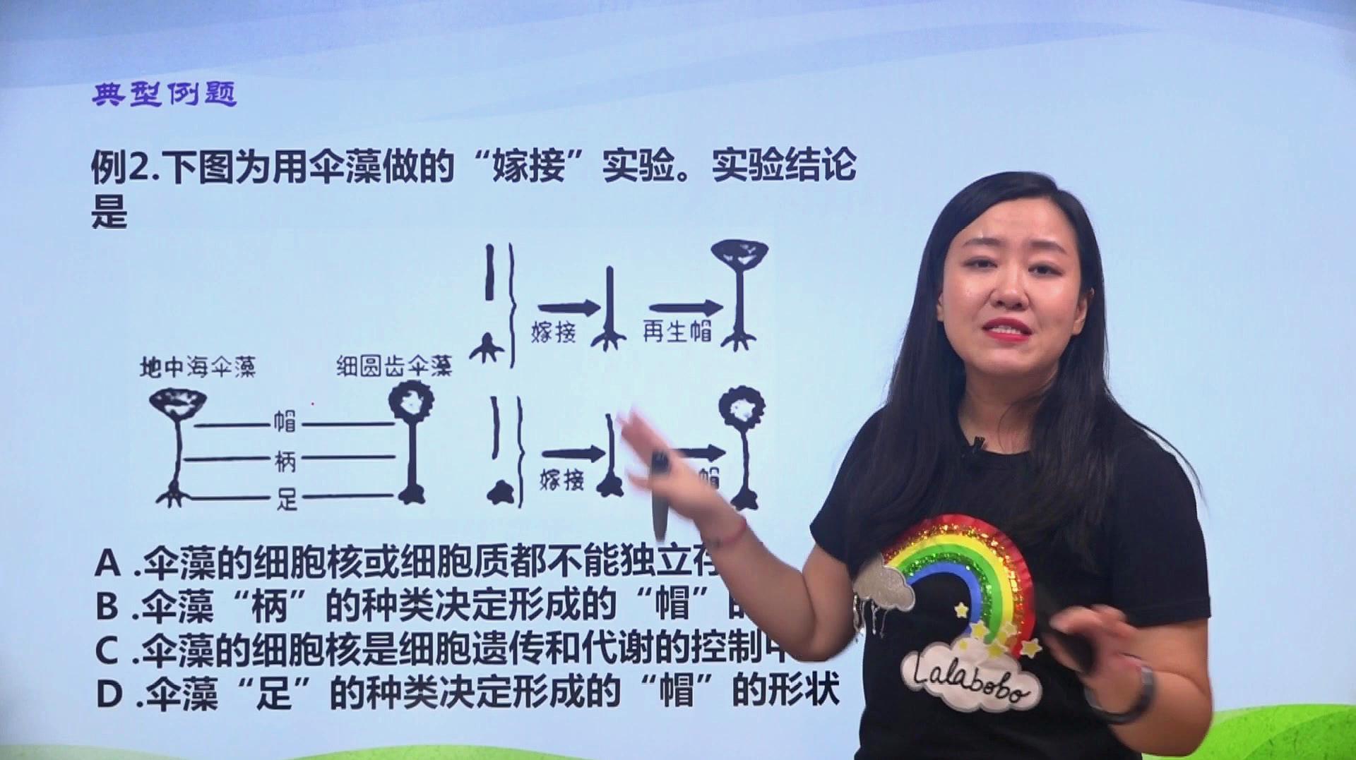 例2伞藻嫁接实验高中生物知识点经典例题翟思茗