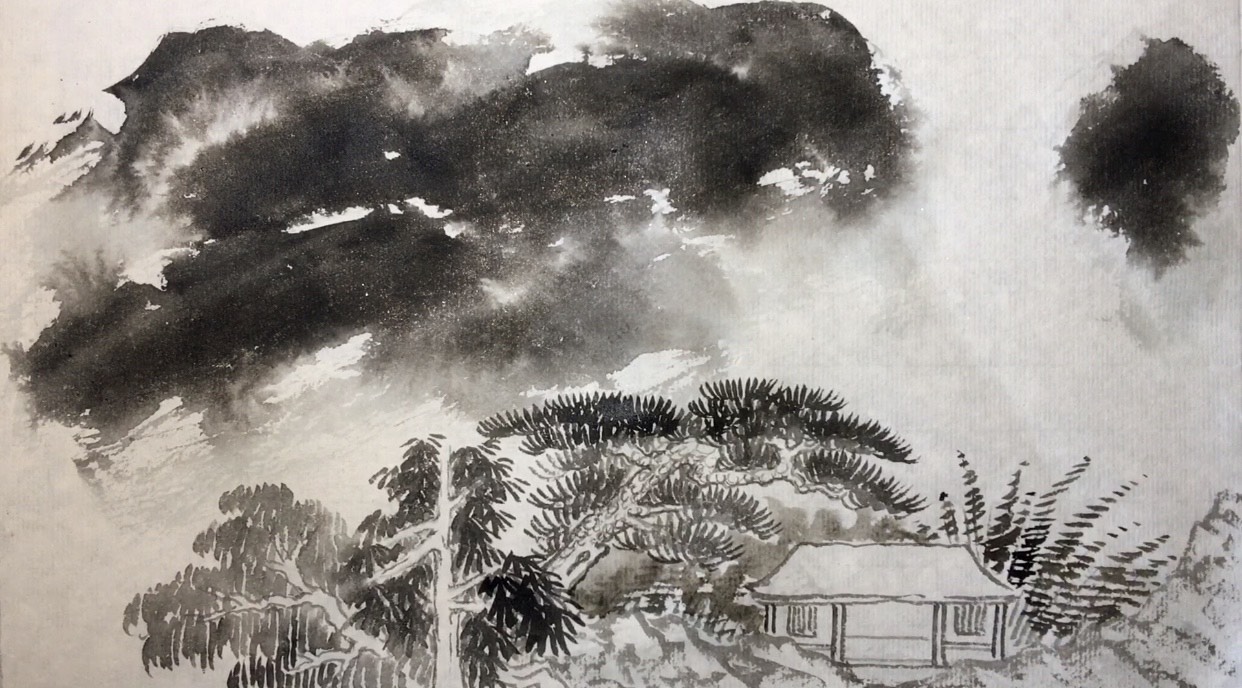 国画大师张大千的泼墨山水画画法步骤解析