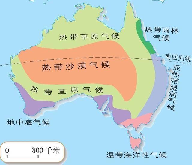 这意味着澳大利亚地区每年夏季温度较高,降水较少