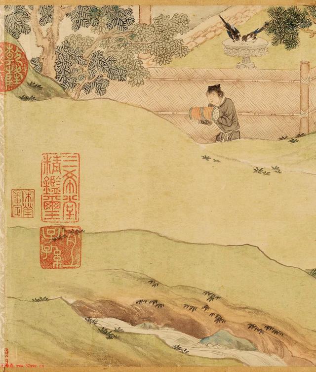 明代仇英绘画赵孟頫写经换茶图卷