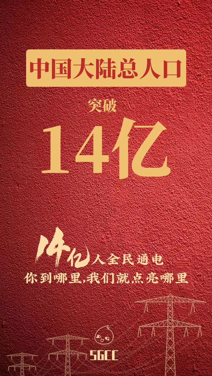 电网头条@中国大陆总人口突破14亿！你到哪里，我们就点亮哪里！