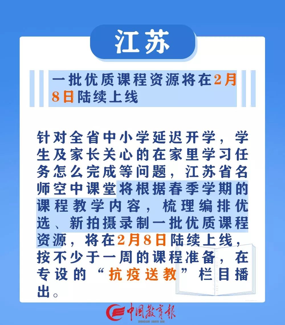 中国教育报@请收藏！停课不停学，这些地方已确定中小学线上上课时间！｜特别关注