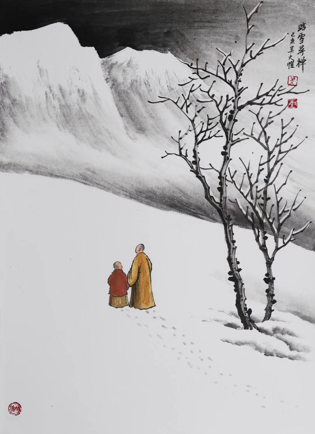 画坛才子吴大恺禅意雪景作品赏析