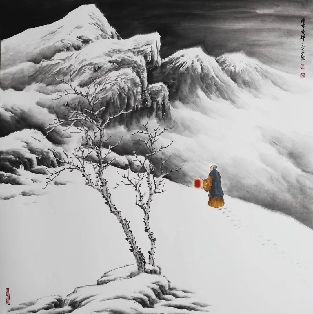 画坛才子吴大恺禅意雪景作品赏析