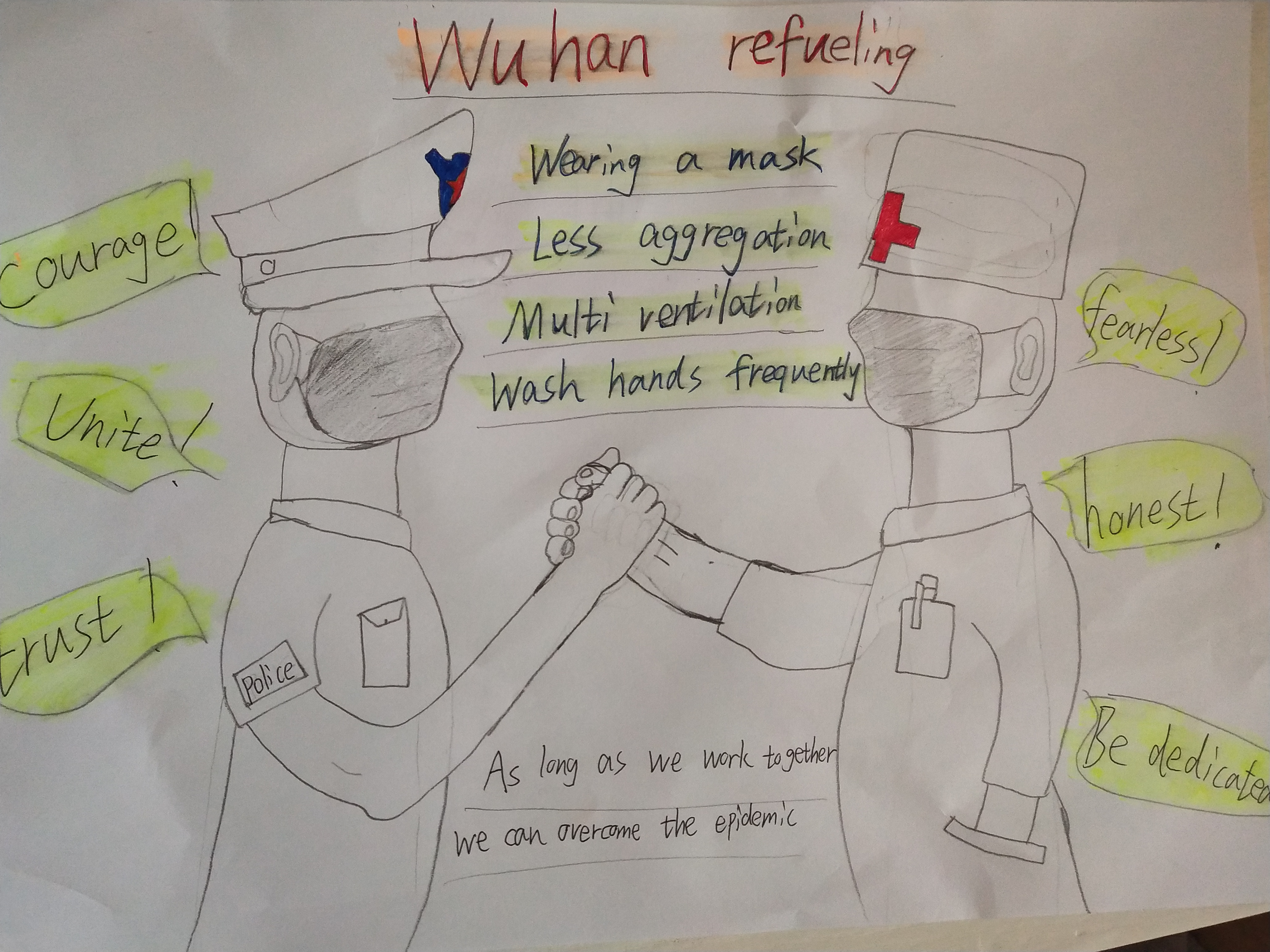 暖情全校师生通过用英文防疫宣传海报向社会宣传防疫知识