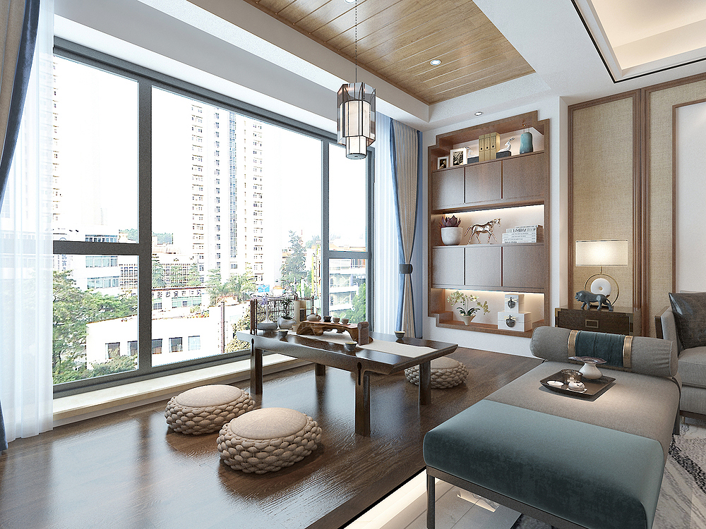 客厅有个阳台做个品茶区简直太惬意了书房很有意境