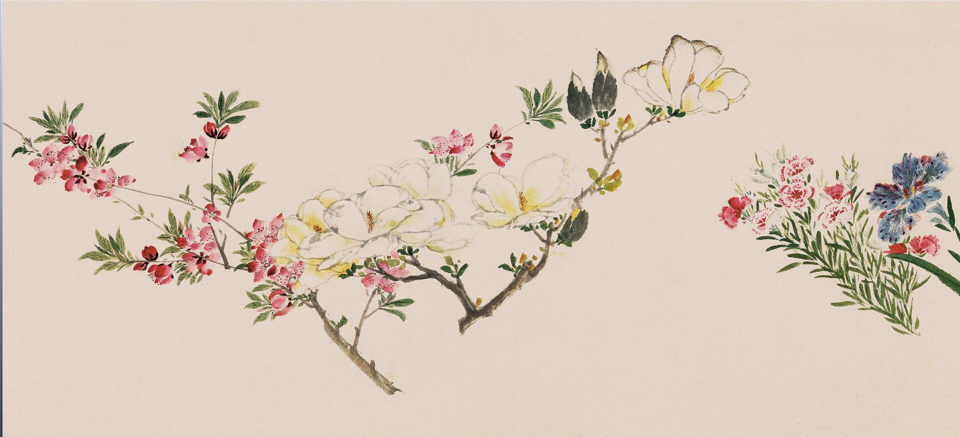 善用勾勒法画花以水墨点染叶子画法兼工带写的周之冕作品欣赏