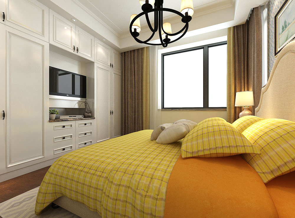 110平米美式风格,客餐厅用文化石做墙面造型,非常有个性