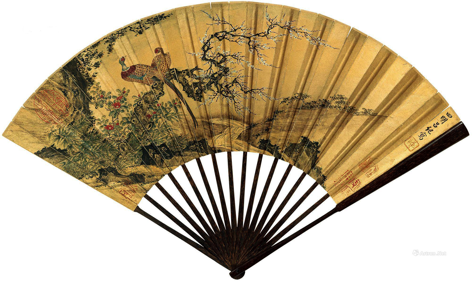 明 吕纪 锦鸡图 扇面 拍卖 存疑