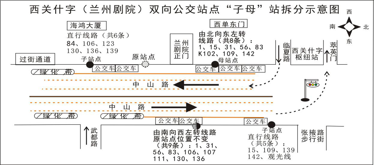 兰州公交集团关于优化西关什字"兰州剧院"双向公交站点的通知