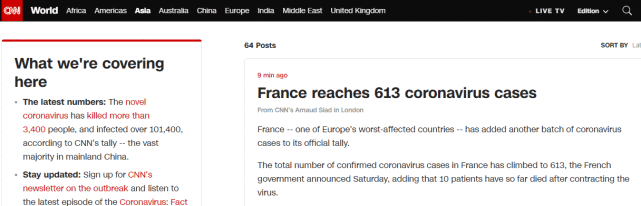 「肺炎」法国新冠肺炎确诊病例增至613例