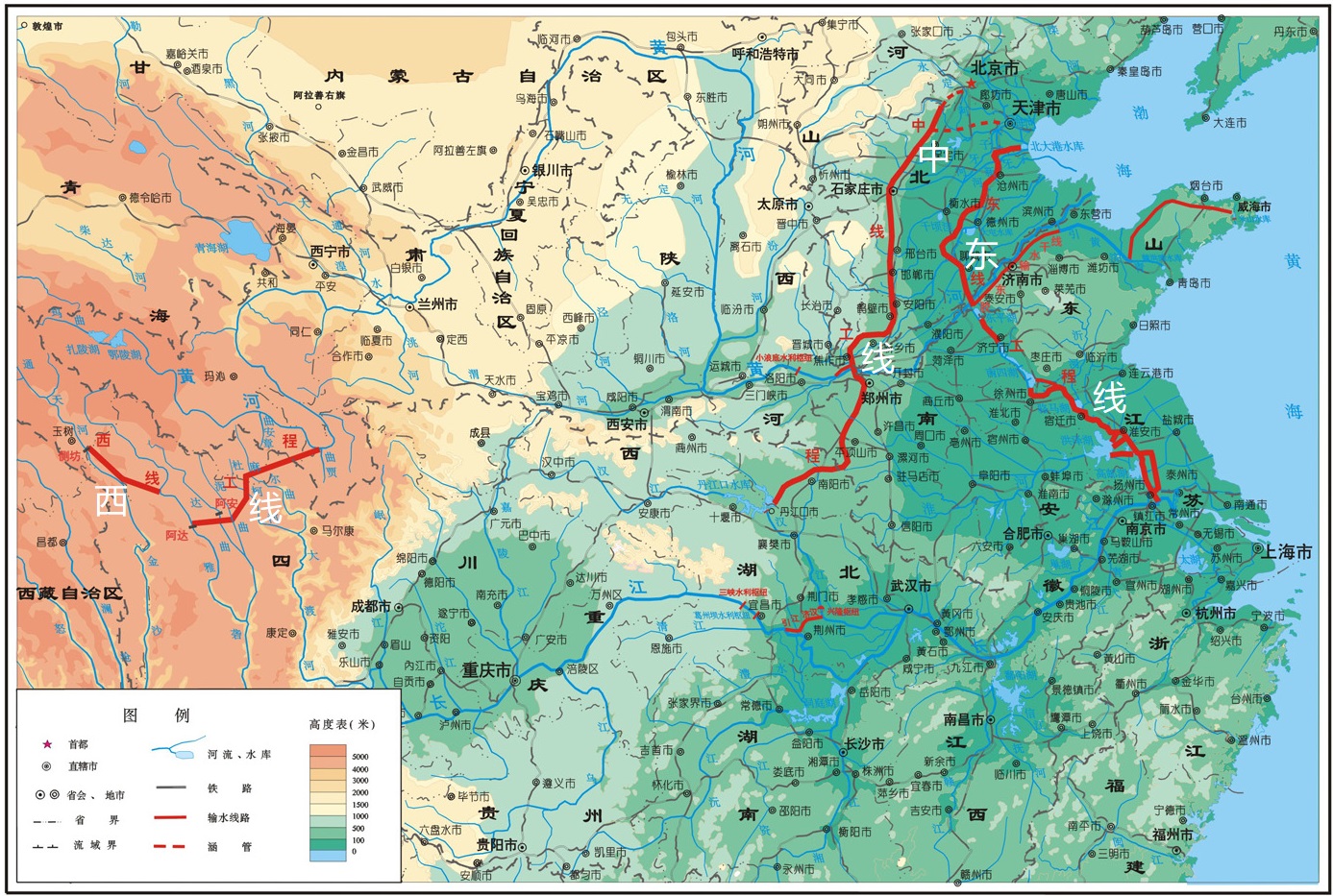 南水北调工程缓解了华北水资源紧张,其中京津冀豫四省市得益最大