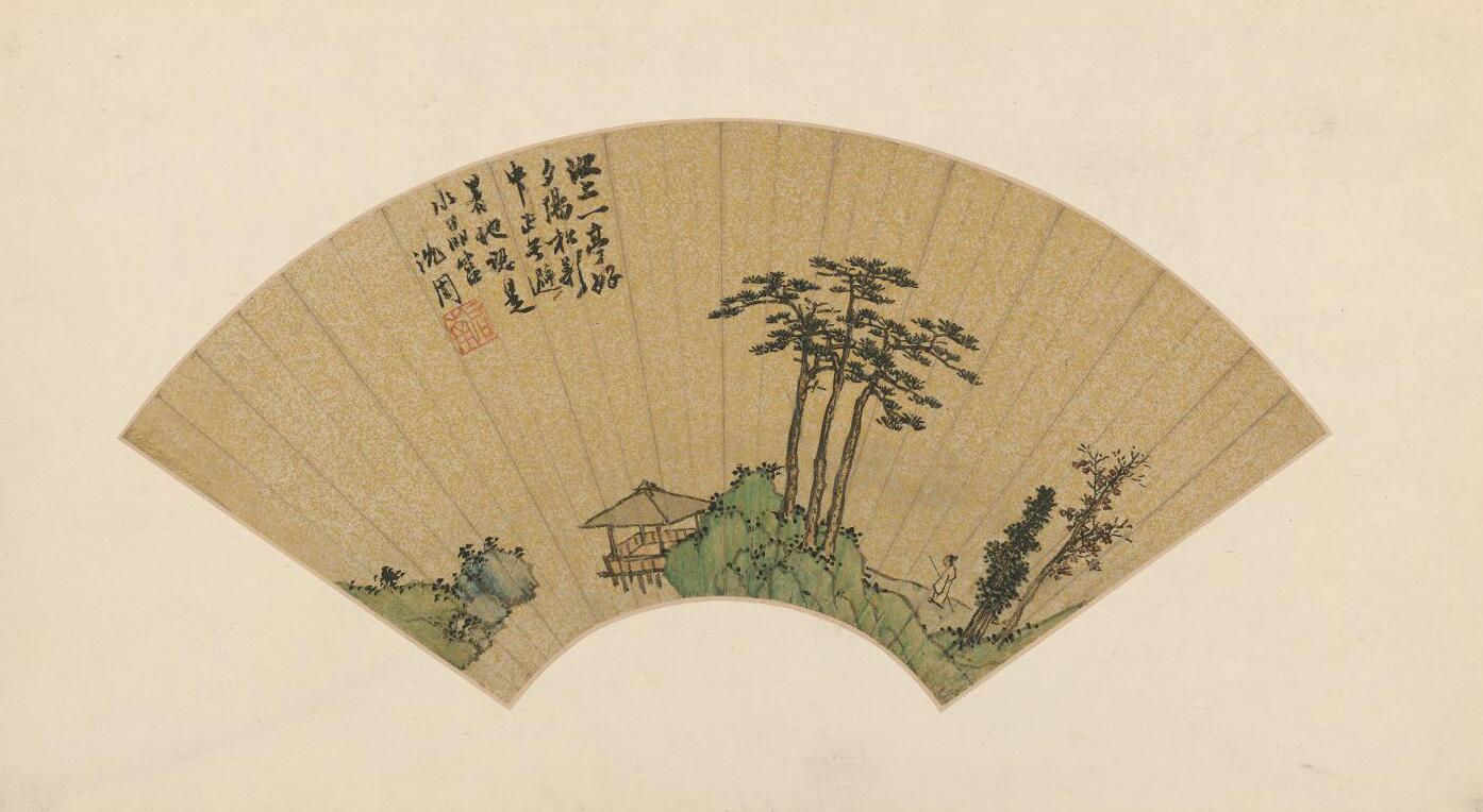 沈周山水画用笔凝重笔墨浑厚苍茫草草而成