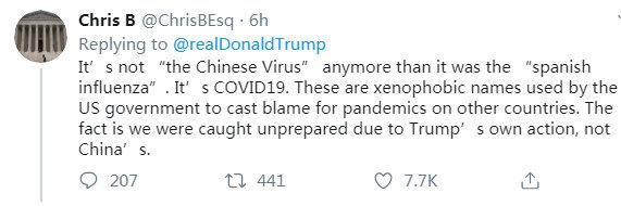 #特朗普#特朗普发文称新冠病毒为“中国病毒”美国网友回怼：你才是美国病毒