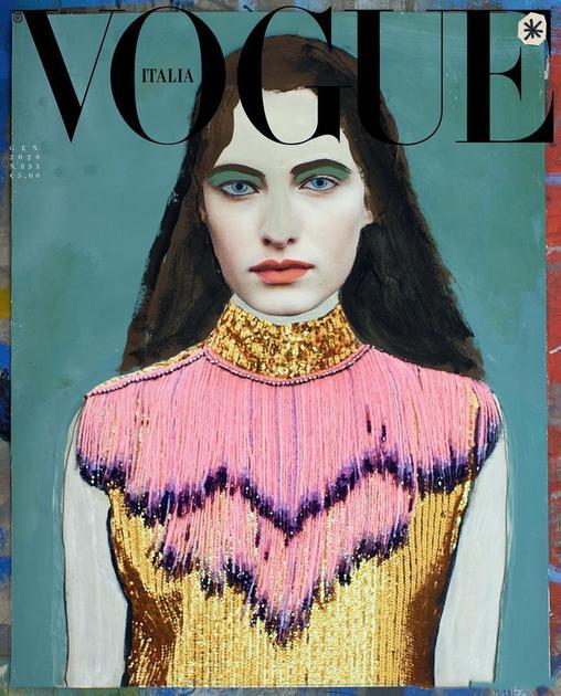在此之前,意大利版《vogue》从未有过一张画出来的杂志封面