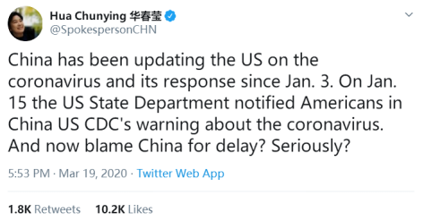 美国国务院@中美外交发言人推特对战！