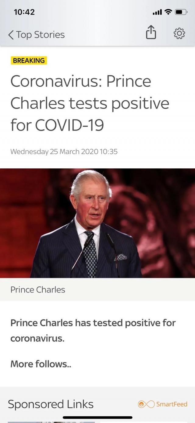 [查尔斯王子]英国王储查尔斯王子新冠核酸检测，阳性！