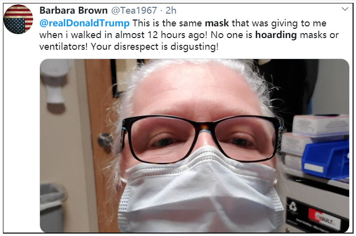 【口罩】特朗普一句话，惹怒一线美国医护